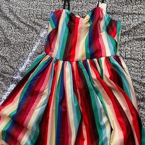 Unique Vintage NWT rainbow striped skater dress